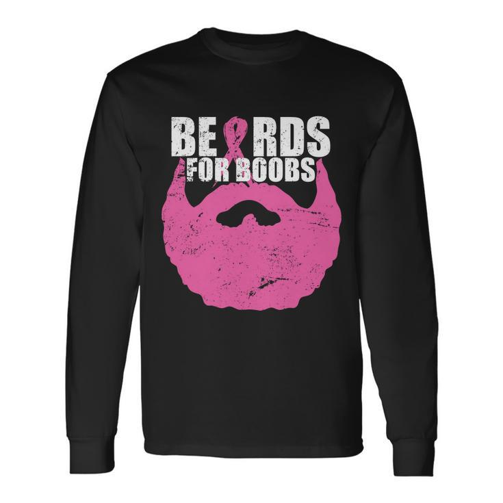 Beards For Boobs Breast Cancer Tshirt Long Sleeve T-Shirt