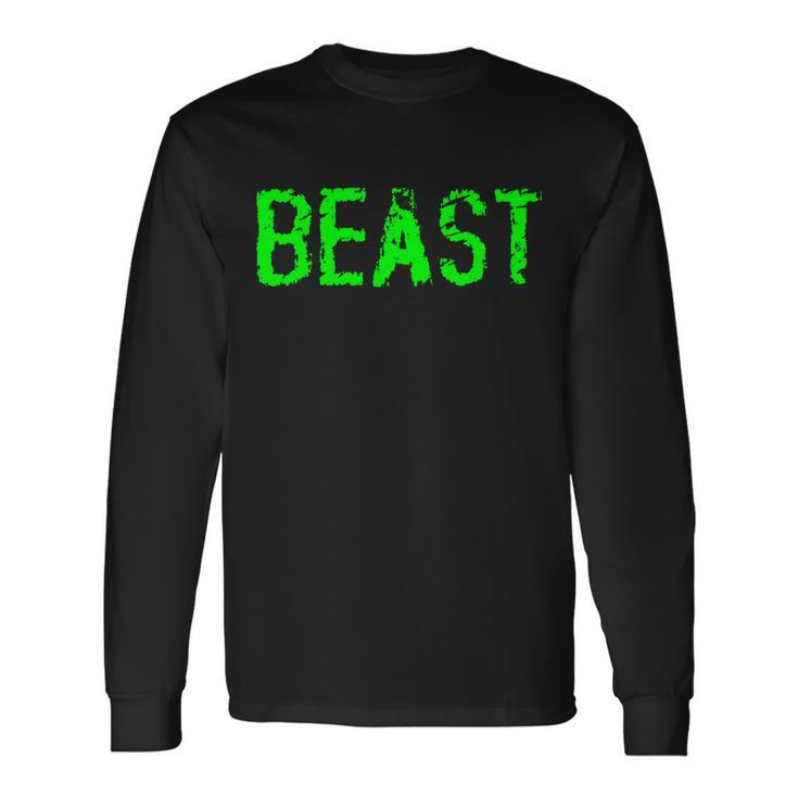 Beast Gym Workout Mode Fitness Logo Tshirt Long Sleeve T-Shirt