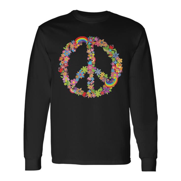 Beautiful Flower Peace Sign Long Sleeve T-Shirt