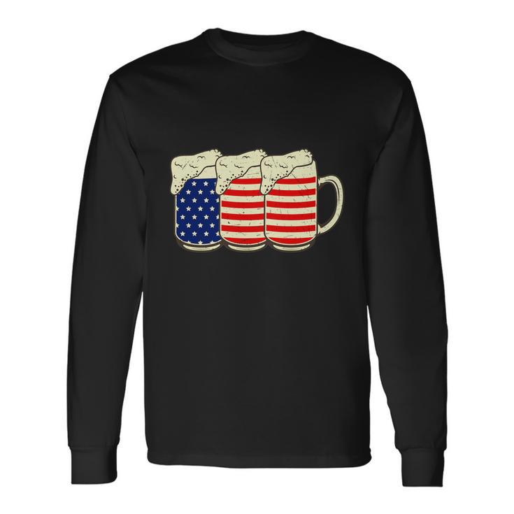 Beer American Graphic 4Th Of July Graphic Plus Size Shirt For Men Women Long Sleeve T-Shirt