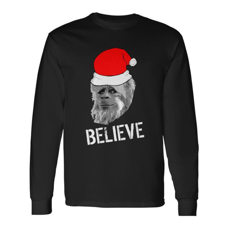 Believe Santa Sasquatch Long Sleeve T-Shirt
