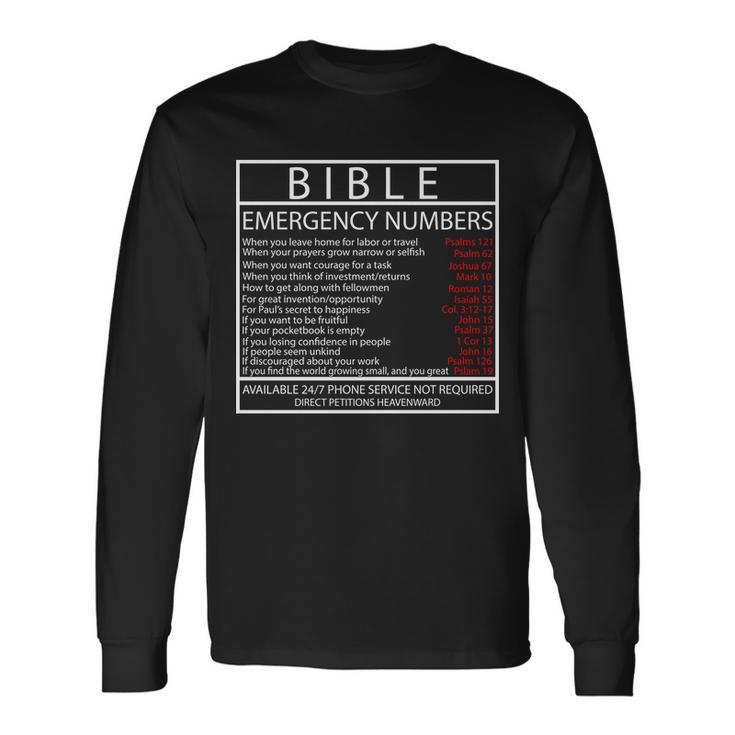 Bible Emergency Hotline Numbers Long Sleeve T-Shirt Gifts ideas