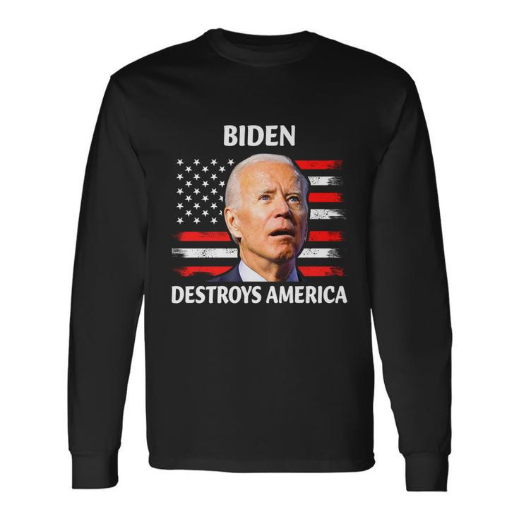 Biden Destroy American Joe Biden Confused 4Th Of July Long Sleeve T-Shirt