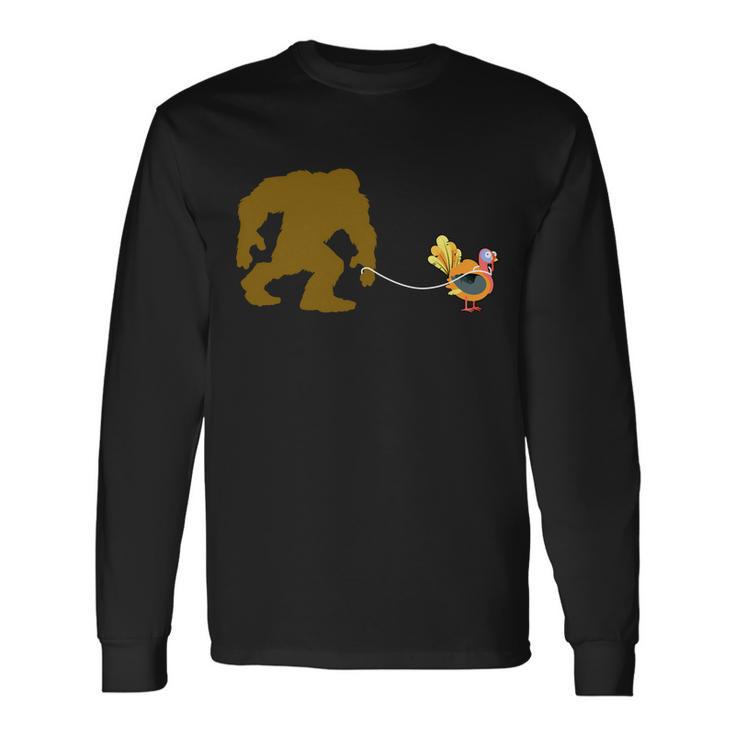 Bigfoot Thanksgiving Turkey Tshirt Long Sleeve T-Shirt