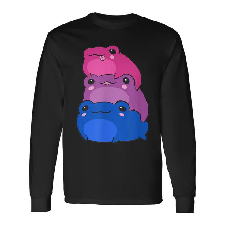 Bisexual Flag Color Frogs Subtle Bi Pride Lgbtq Aesthetic V2 Men Women Long Sleeve T-Shirt T-shirt Graphic Print