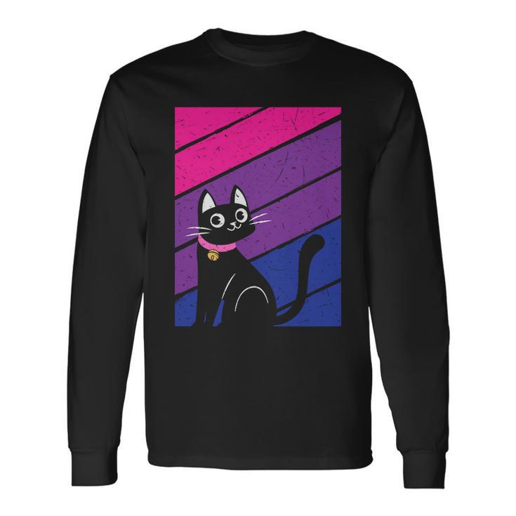 Black Cat Bisexual Pride Lgbt Pride Month Long Sleeve T-Shirt