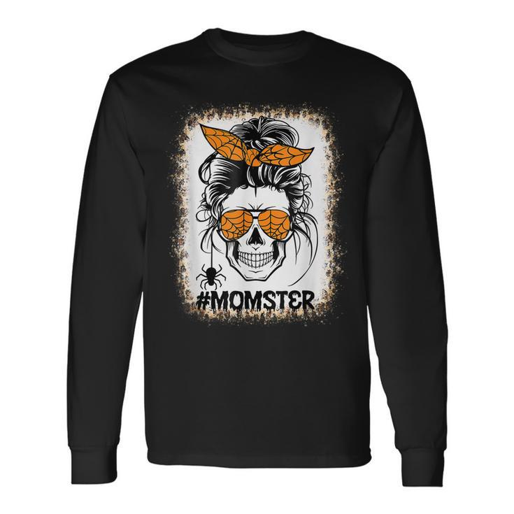 Bleached Momster Sugar Skull Mom Halloween Party Costume Long Sleeve T-Shirt
