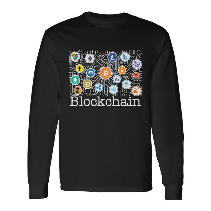 Blockchain Cryptocurrency Logos Long Sleeve T-Shirt