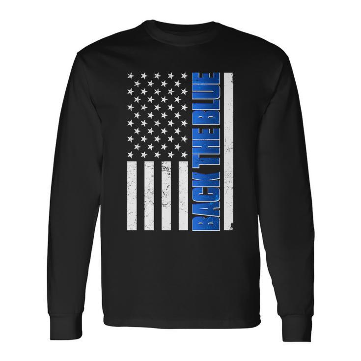 Back The Blue Thin Blue Line Us Flag Long Sleeve T-Shirt