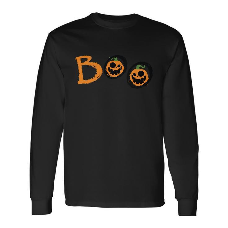 Boo Pumpkin Halloween Quote Long Sleeve T-Shirt