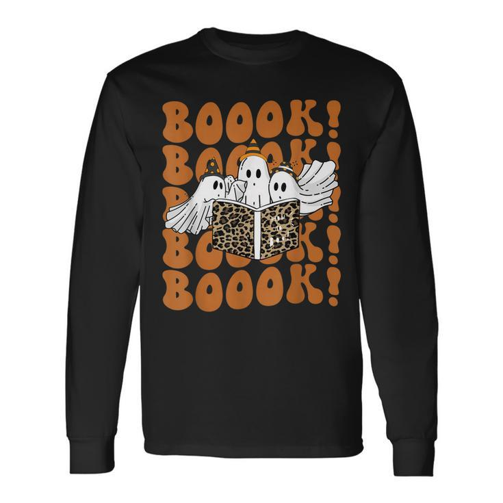 Booook Ghosts Boo Read Books Library Men Women Long Sleeve T-Shirt T-shirt Graphic Print