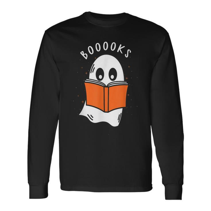 Booooks Ghost Books Halloween Teacher Teacher Long Sleeve T-Shirt