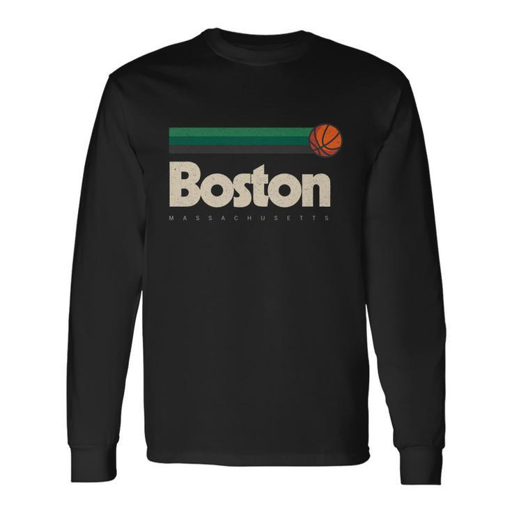 Boston Basketball Bball Massachusetts Green Retro Boston Long Sleeve T-Shirt