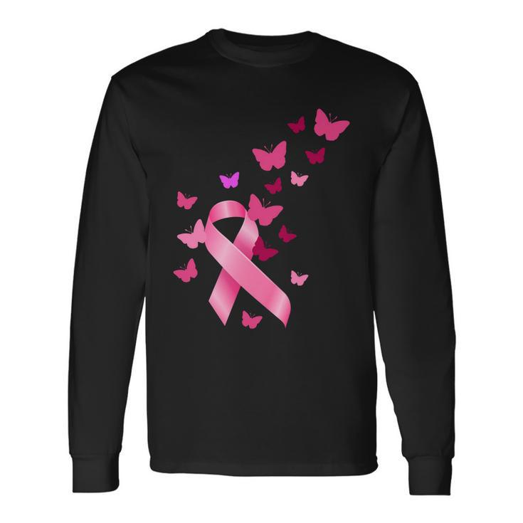 Breast Cancer Awareness Butterflies Logo Long Sleeve T-Shirt