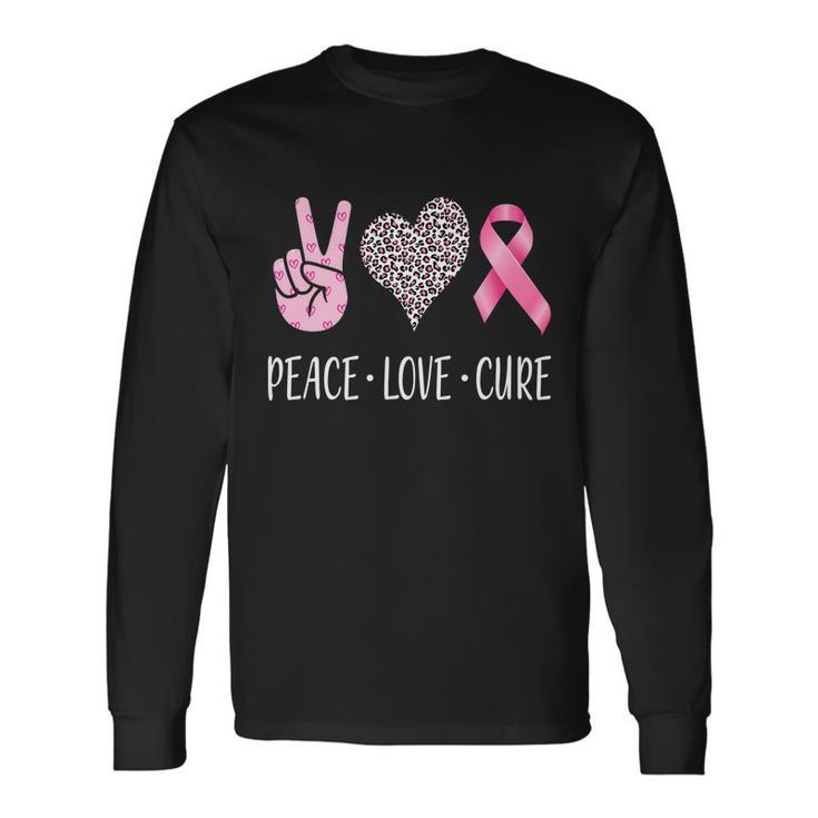Breast Cancer Awareness Peace Love Cure Tshirt Long Sleeve T-Shirt