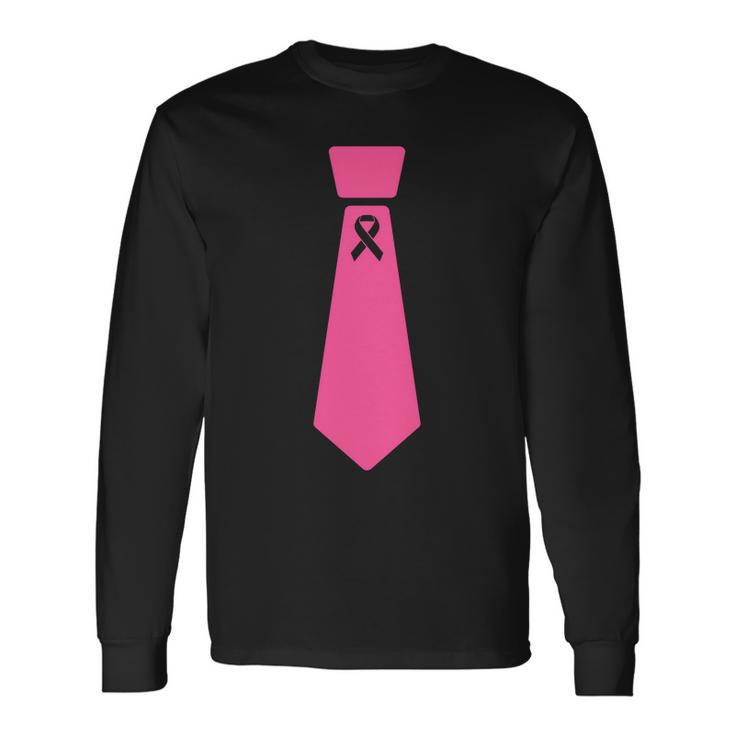 Breast Cancer Awareness Ribbon Tie Long Sleeve T-Shirt