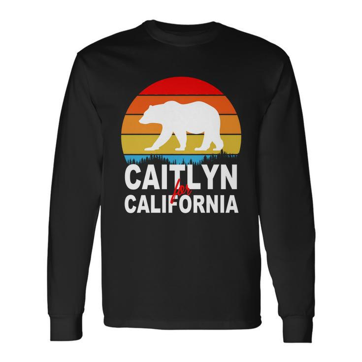 Caitlyn For California Retro Cali Bear Long Sleeve T-Shirt