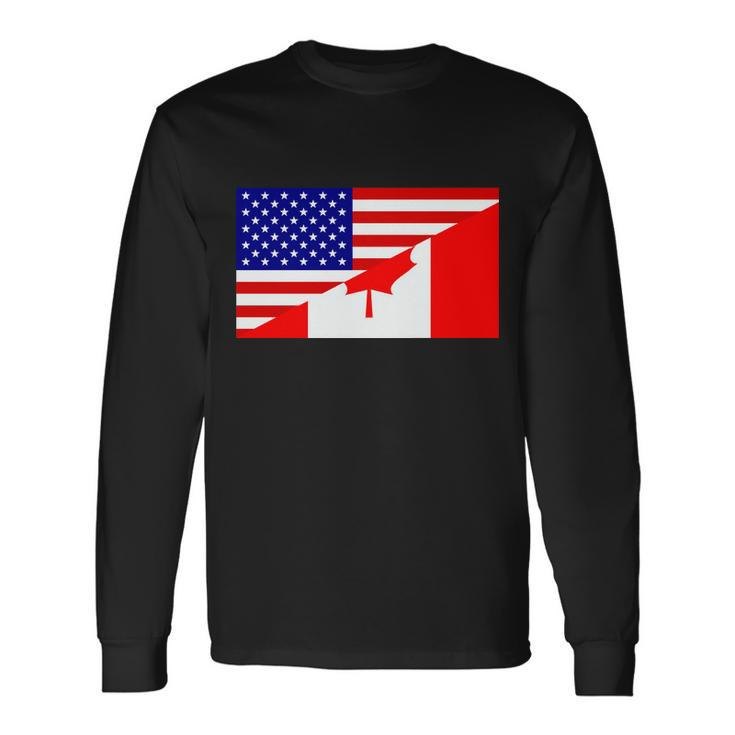 Canadian American Usa Flag Long Sleeve T-Shirt