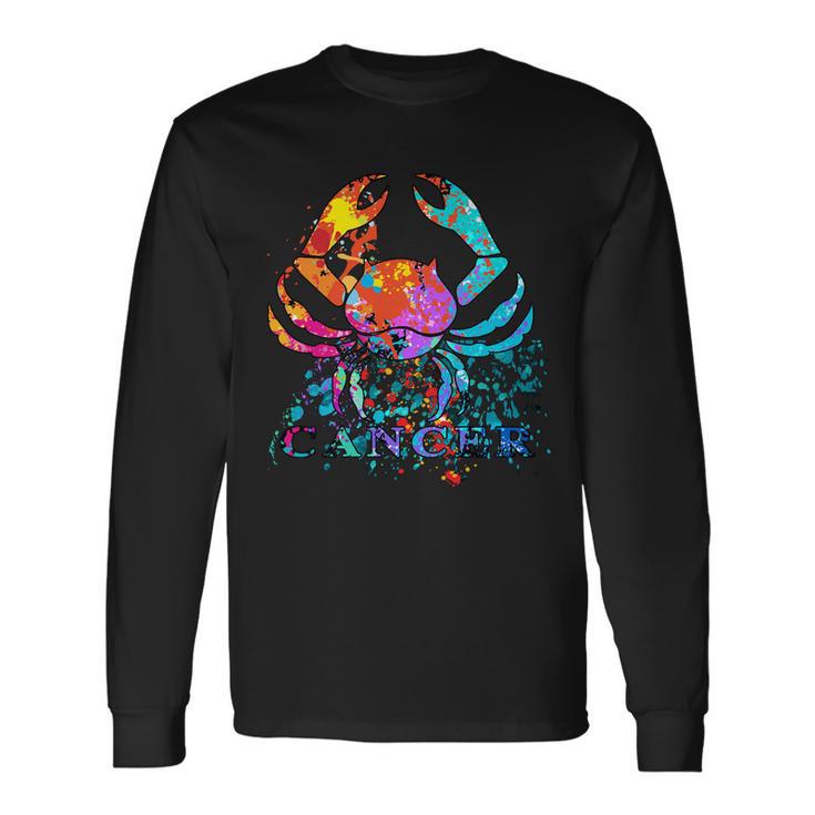 Cancer Zodiac Sign Crab Colorful Long Sleeve T-Shirt