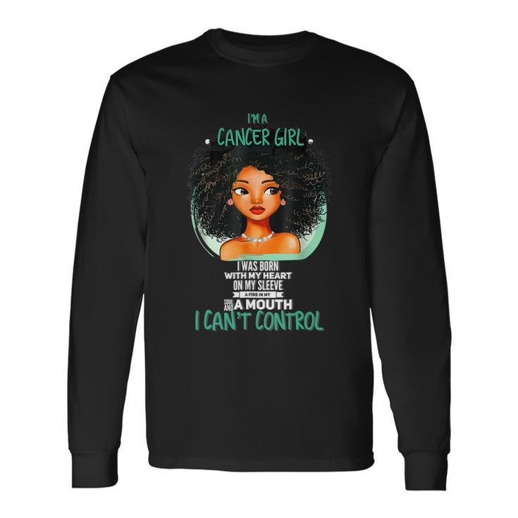 Cancer Zodiac Sign Shirts For Afro American Girls And Womenn Long Sleeve T-Shirt