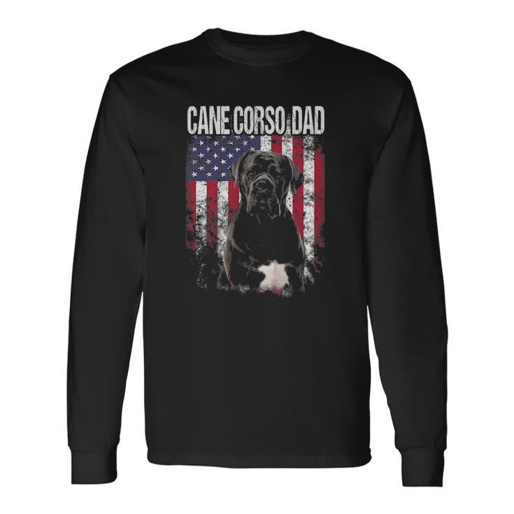Cane Corso Dad With Proud American Flag Dog Lover Men Women Long Sleeve T-Shirt T-shirt Graphic Print