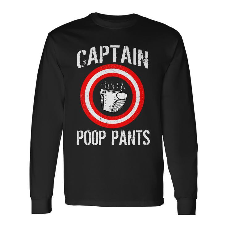 Captain Poop Pants Tshirt Long Sleeve T-Shirt Gifts ideas