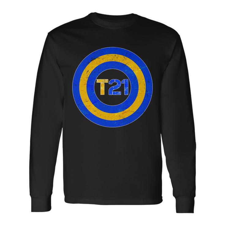 Captain T21 Shield Down Syndrome Awareness Long Sleeve T-Shirt