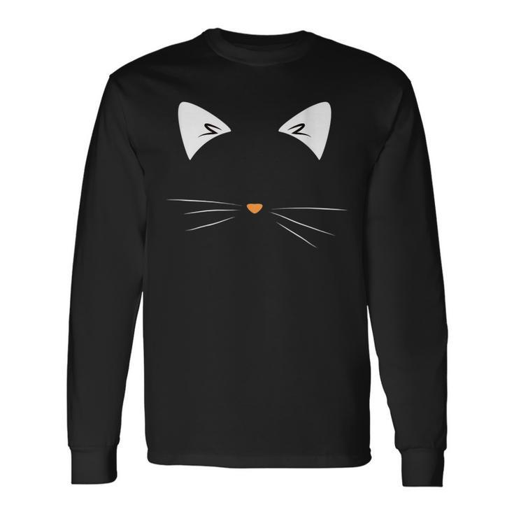 Graphic Cat Black For Women Halloween Long Sleeve T-Shirt