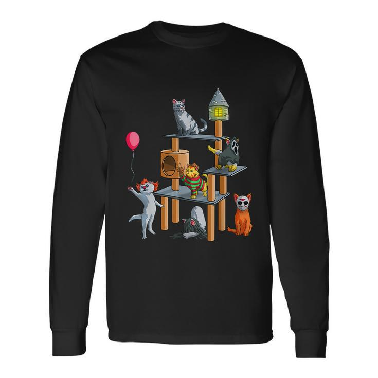 Cat Horror Movies Cute Halloween For Cat Kitty Lovers Tshirt Long Sleeve T-Shirt