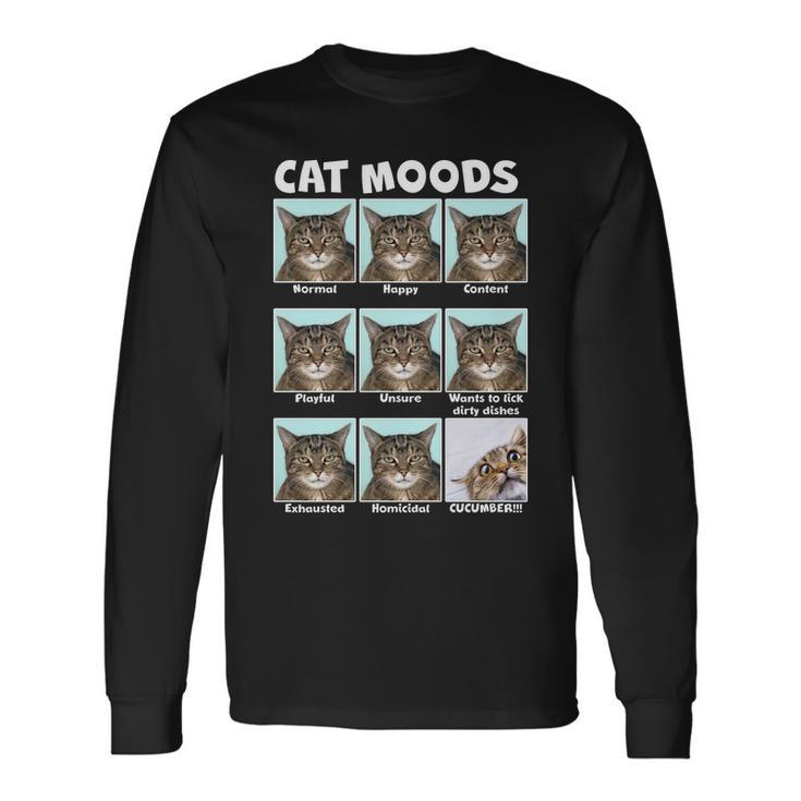 Cat Moods Meme Tshirt Long Sleeve T-Shirt