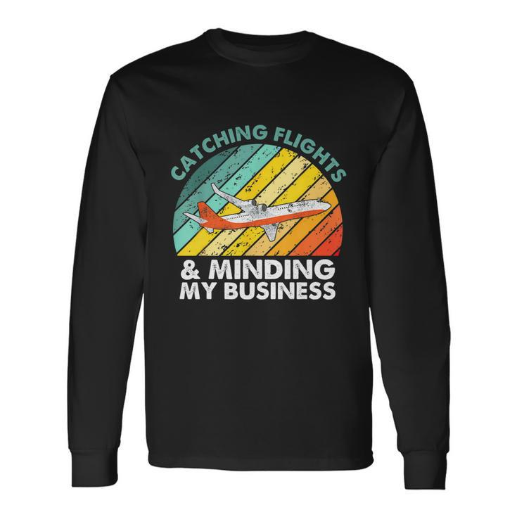 Catching Flights & Minding My Business Vintage V2 Long Sleeve T-Shirt