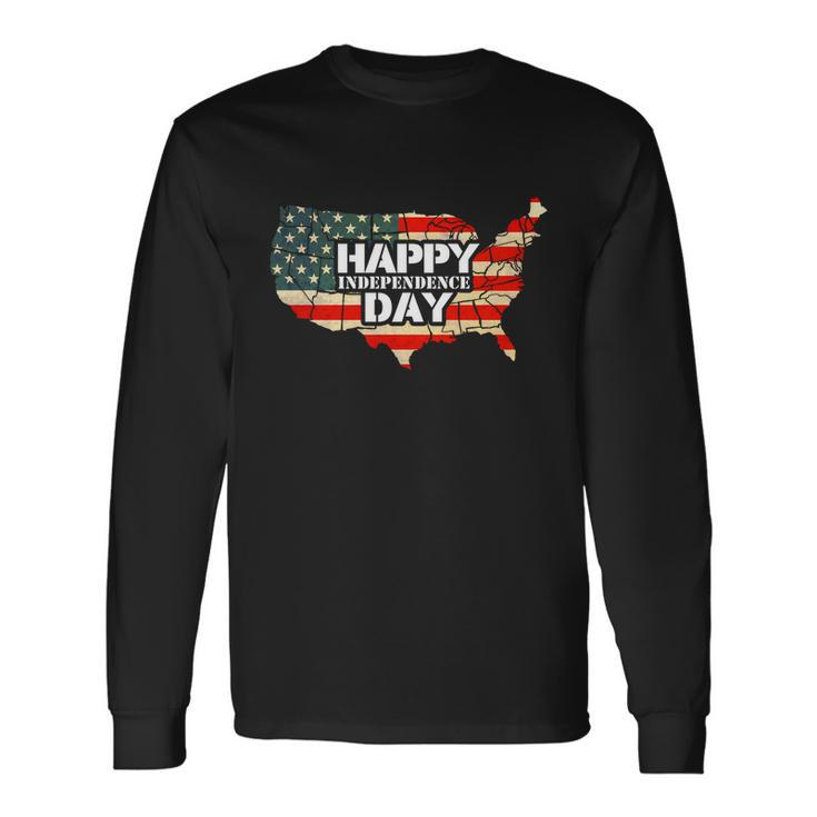 Cheerful Happy Independence Day Artwork Happy 4Th Of July Long Sleeve T-Shirt