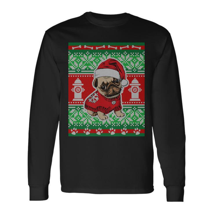 Christmas Cute Pug Ugly Sweater Long Sleeve T-Shirt