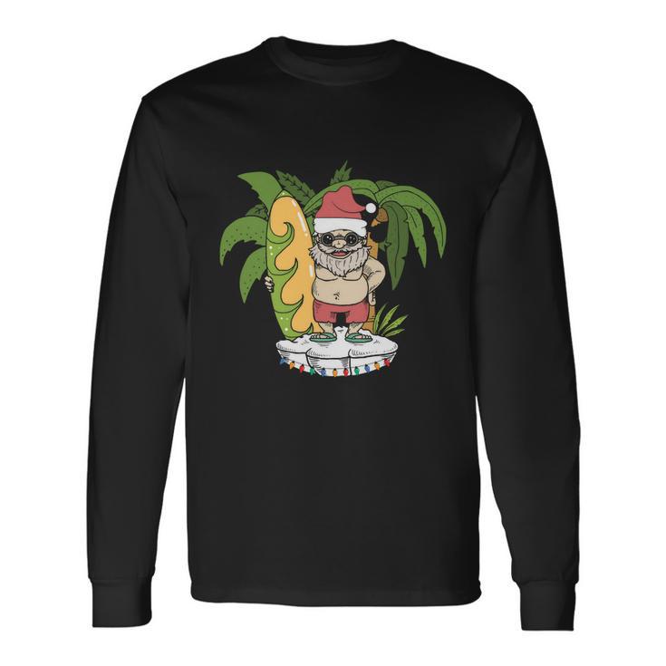 Christmas July Hawaiian Santa Surf Christmas In July Long Sleeve T-Shirt