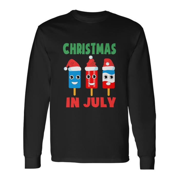 Christmas In July Ice Pops In Santa Hat Toddler Cute Long Sleeve T-Shirt