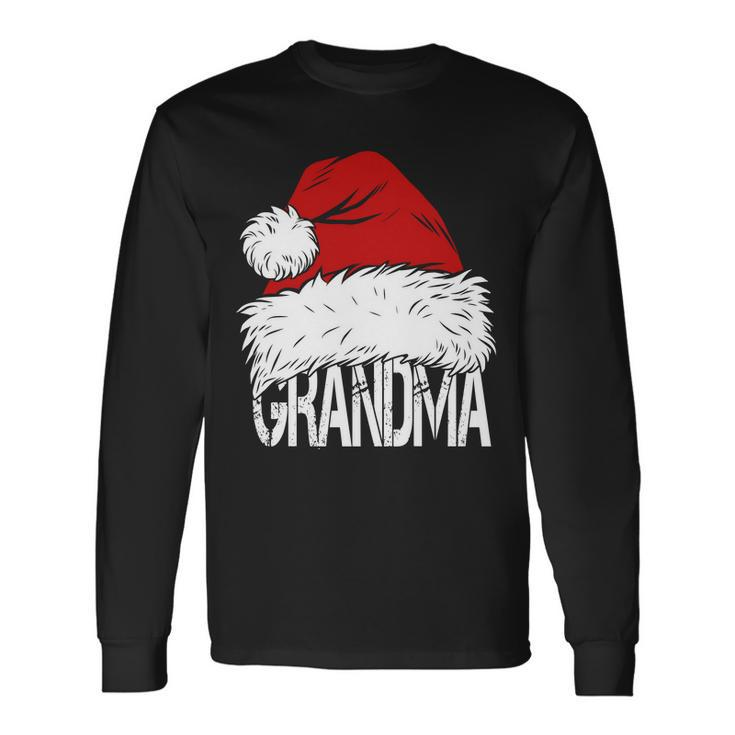 Christmas Santa Hat Grandma Tshirt Long Sleeve T-Shirt