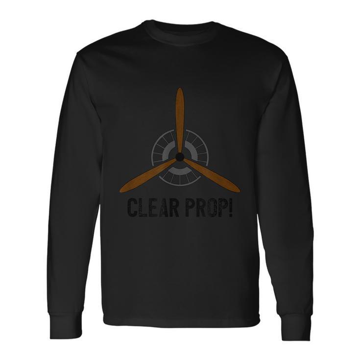 Clear Prop Aviation Airplane Pilot Propeller Long Sleeve T-Shirt