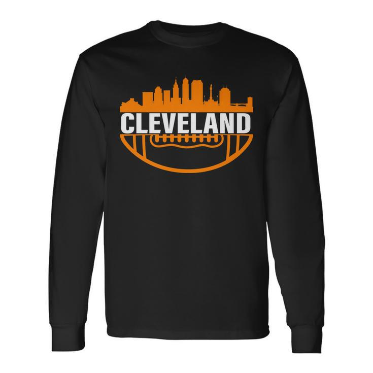Cleveland Football Skyline City Logo Long Sleeve T-Shirt