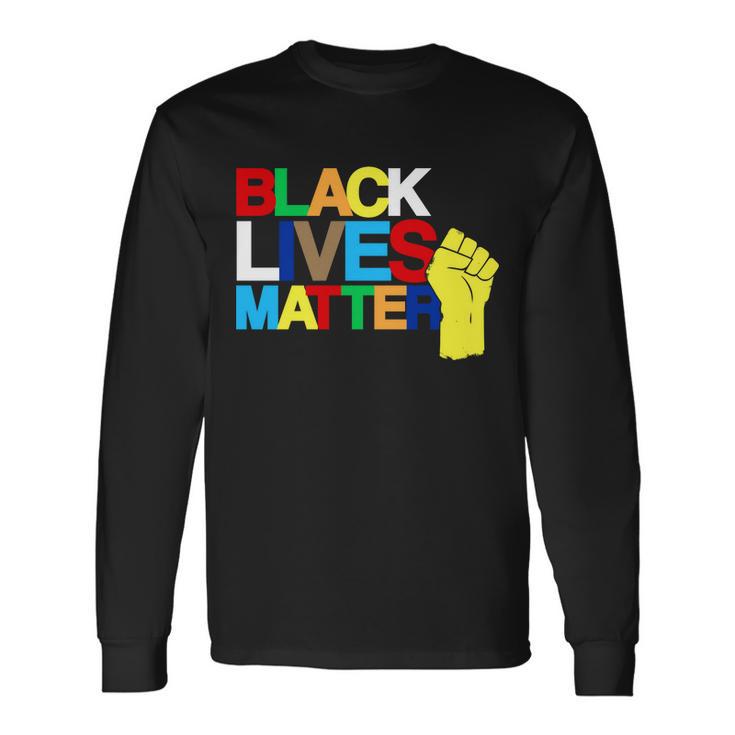 Colorful Black Lives Matter Fist African Style Tshirt Long Sleeve T-Shirt Gifts ideas