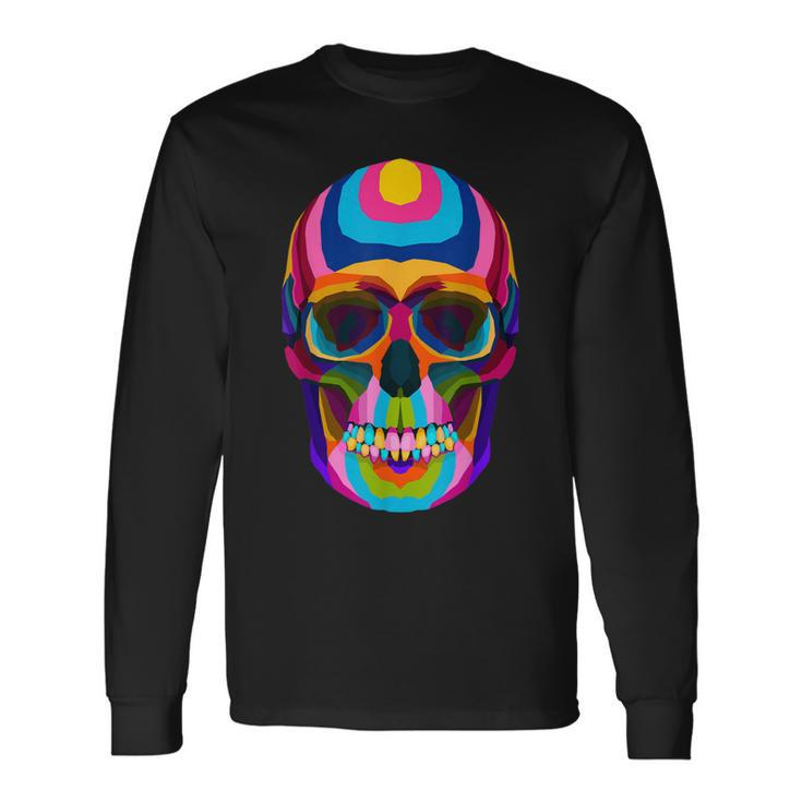Colorful Sugar Skeleton Scull Halloween Party Costume Long Sleeve T-Shirt