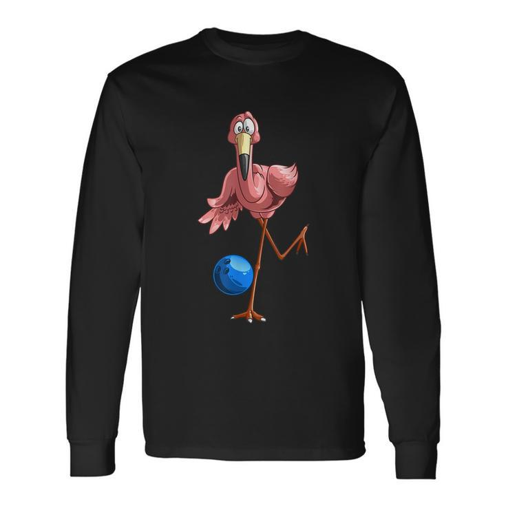 Cool Bowling Flamingo Long Sleeve T-Shirt