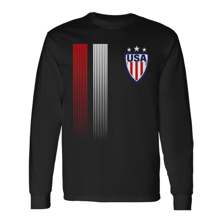 Cool Usa Soccer Jersey Stripes Tshirt Long Sleeve T-Shirt