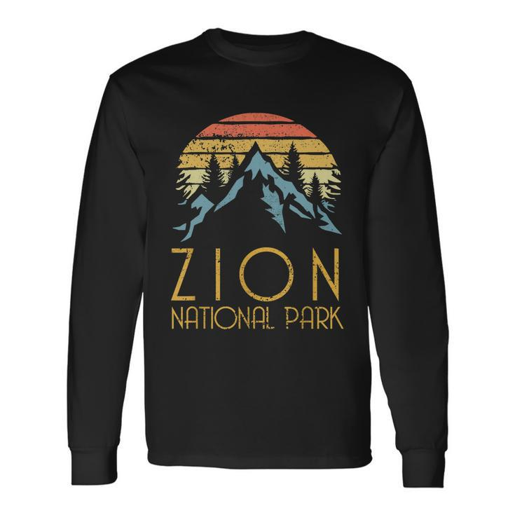 Cool Vintage Retro Zion National Park Utah Tshirt Long Sleeve T-Shirt