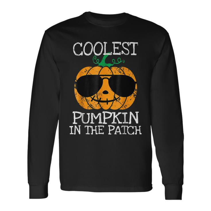 Coolest Pumpkin In The Patch Halloween Boys Girls Men V2 Men Women Long Sleeve T-Shirt T-shirt Graphic Print