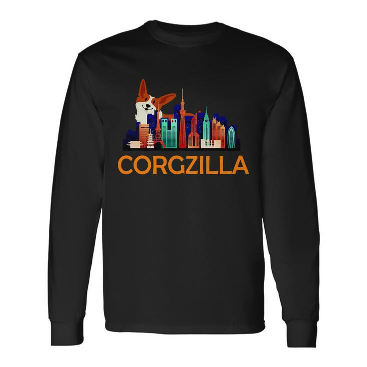 Corgzilla Corgi Dog Long Sleeve T-Shirt