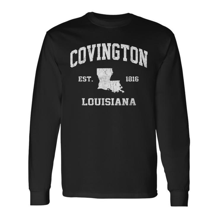 Covington Louisiana La Vintage State Athletic Style Men Women Long Sleeve T-Shirt T-shirt Graphic Print