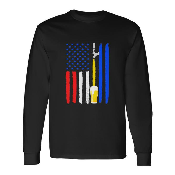 Craft Beer American Flag Usa Patriotic 4Th Of July Long Sleeve T-Shirt