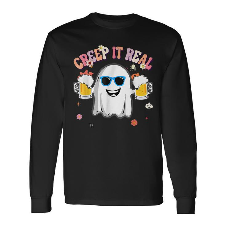 Creep It Real Ghost Boys Girls Halloween Costume Long Sleeve T-Shirt