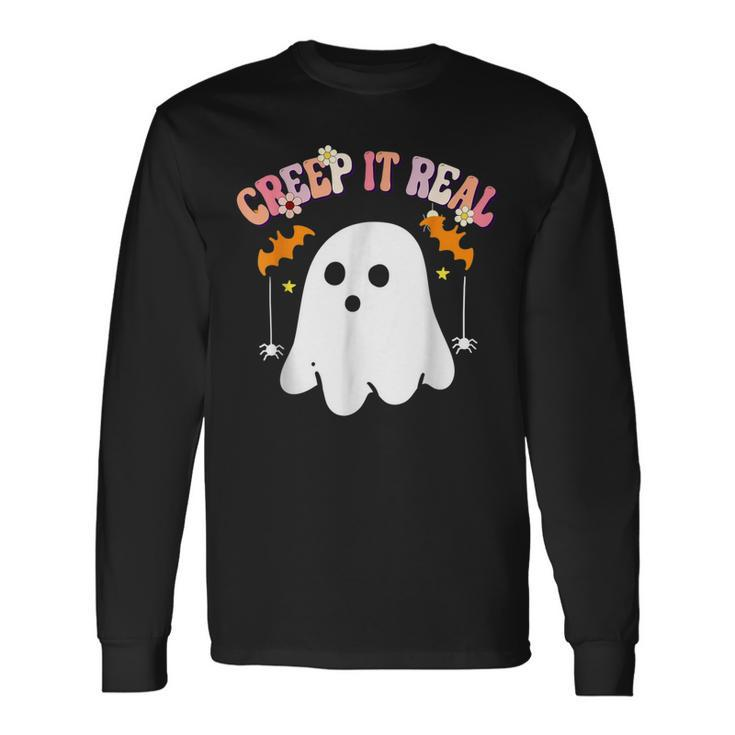 Creep It Real Ghost Boys Girls Halloween Costume Long Sleeve T-Shirt
