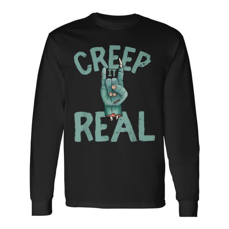 Creep It Real Rocker Zombie Halloween Long Sleeve T-Shirt